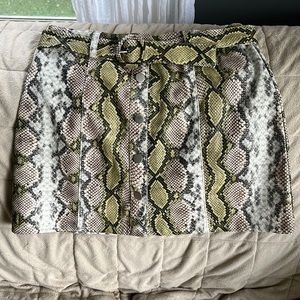 Faux snake print skirt